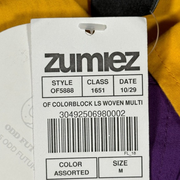 Odd Future Shirt Mens Medium Color Block Long Sleeve Button Down OF - Picture 5 of 10